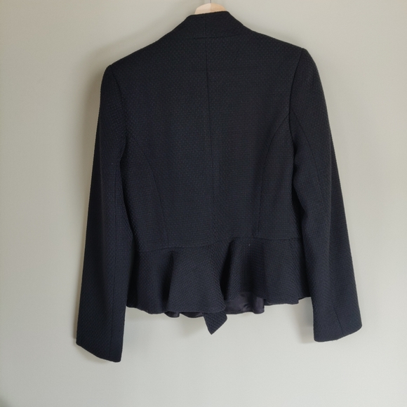 Mario Serrano Black Peplum Weave Pattern Zip-Up Blazer Jacket Size 8 - Picture 13 of 16